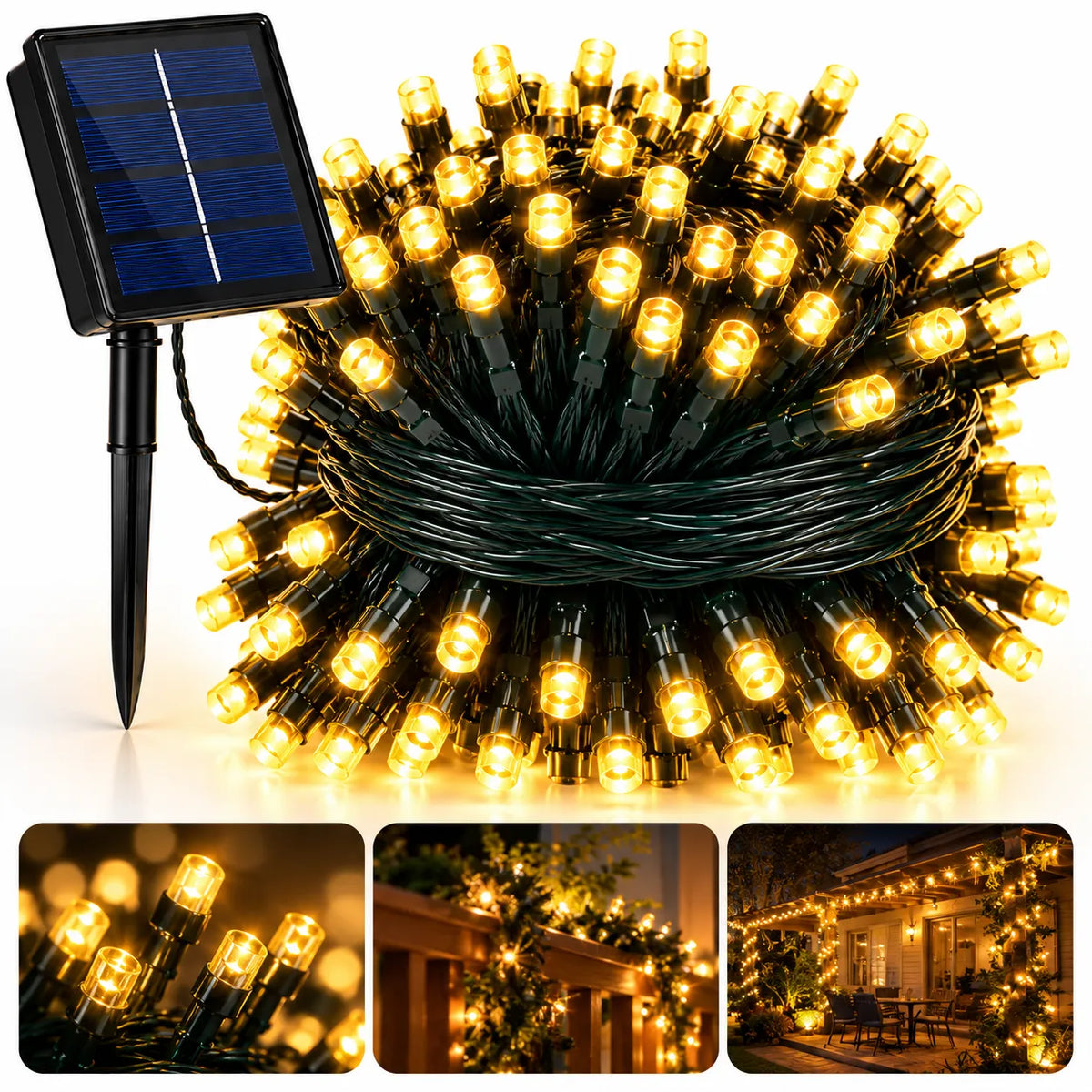 Compra 1 Lleva la 2 Gratis - 20 METROS (200 Bombillos) Luces Solares Navideñas ALTA LUMINOSIDAD
