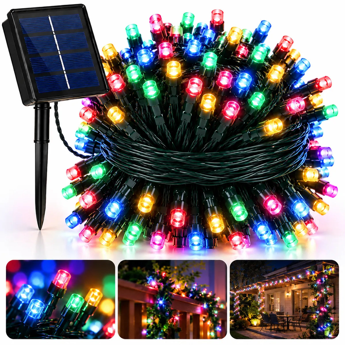Compra 1 Lleva la 2 Gratis - 20 METROS (200 Bombillos) Luces Solares Navideñas ALTA LUMINOSIDAD